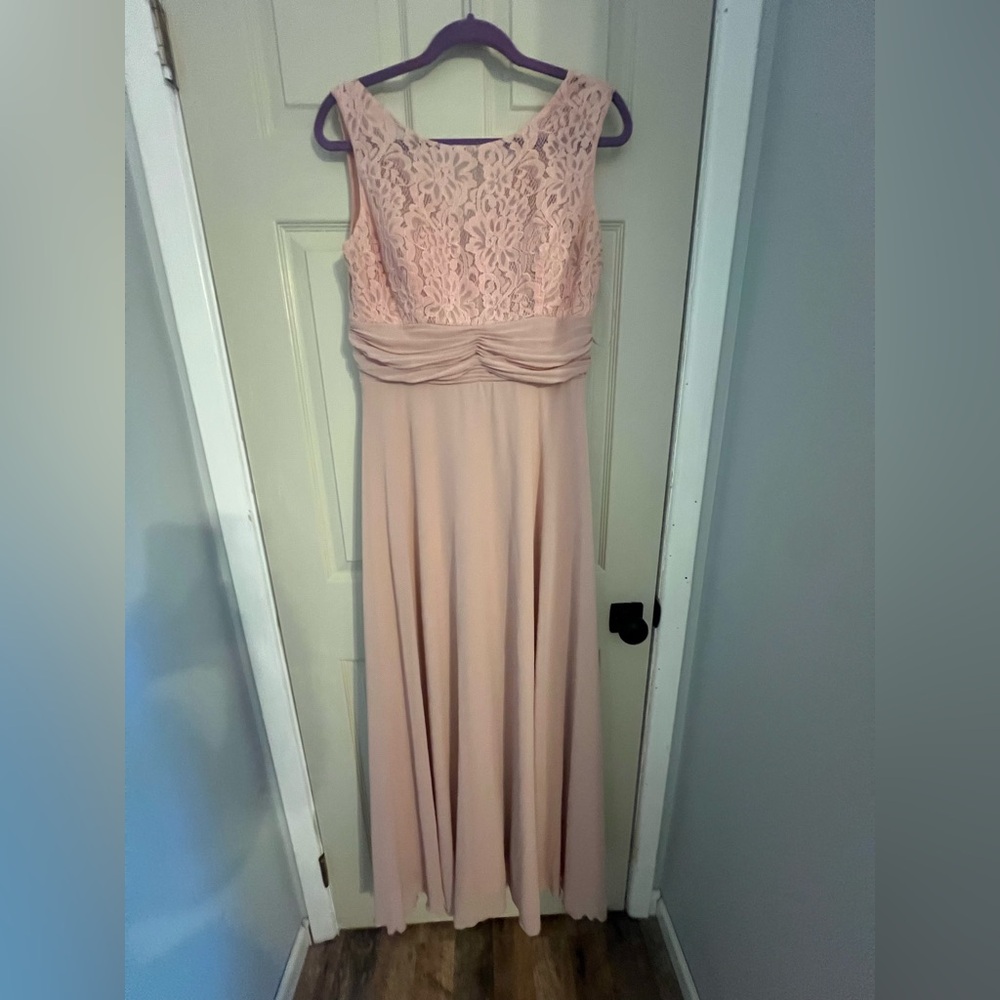 Blush Pink Lace Chiffon Formal Gown -Size 16 Bridesmaid Prom Wedding Guest